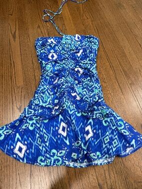 Blue Printed Ruffled Sundress
